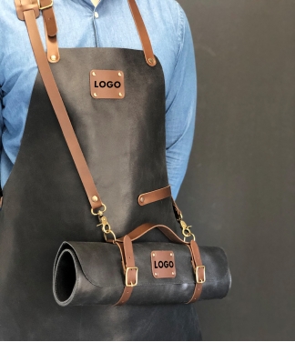 Prijuostė odinė personalizuota su logo Black