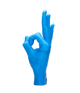 Rankų darbo žvakė OK Blue