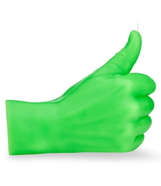 Rankų darbo žvakė Thumbs Up Neon Green