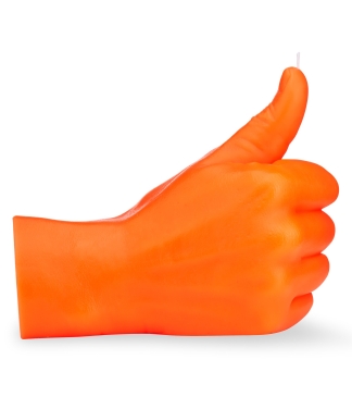Rankų darbo žvakė Thumbs Up Neon Orange