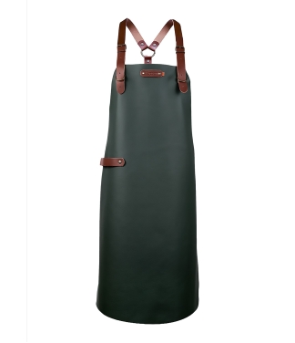 Odinė prijuostė BBQ su kryžminiais diržais Bovine Dark Green