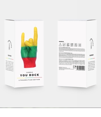 Rankų darbo žvakė You Rock Lietuvos vėliava