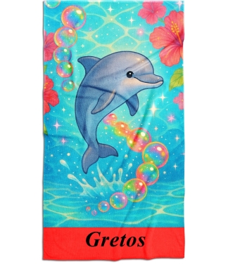 vardinis rankšluostis su delfinu