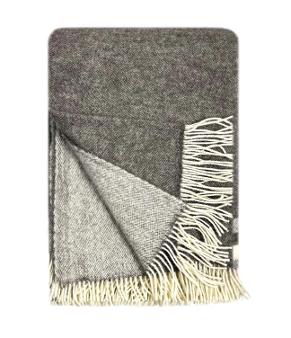 Šiltas vilnos pledas ruda pilka spalva