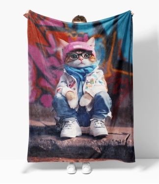 Spalvingas pledas su katinu