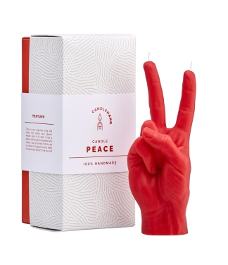 Rankų darbo žvakė Peace Red