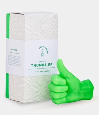 Rankų darbo žvakė Thumbs Up Neon Green