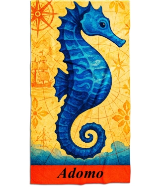 vaikiškas vardinis rankšluostis su jūros arkliuku