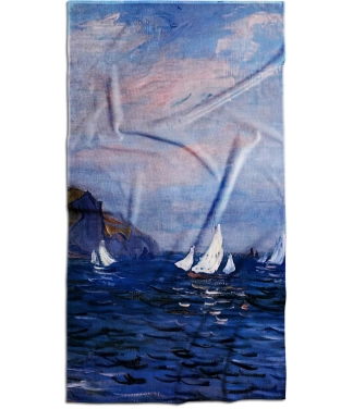 vasariškas rankšluostis su spauda su jūra ir laivais