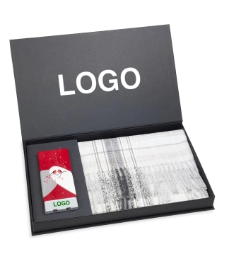 Kalėdinės verslo dovanos: prabangus alpakos šalikas su žvake