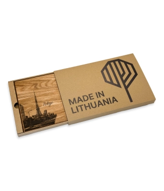 Medinė pjaustymo lentelė Tokyo ir dovanų dėžutė