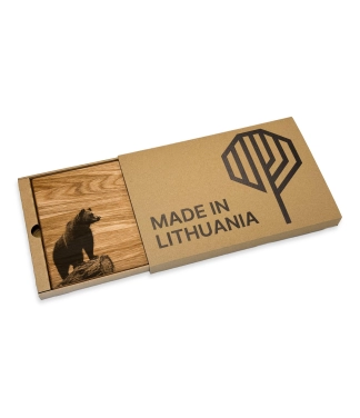 Medinė pjaustymo lentelė Meška dovanų dėžutėje
