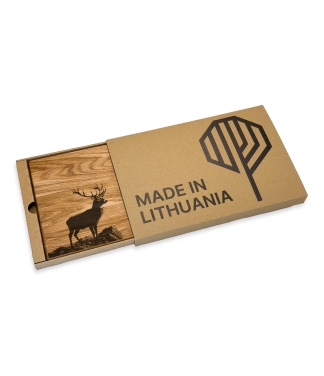 Graviruota medinė lentelė Elnias su dovanų dėžute