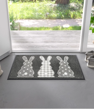 pilkas durų kilimėlis kiškiai wash+dry