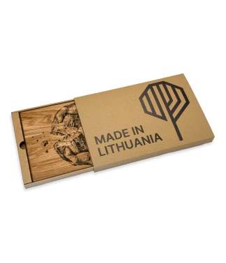 Praktiška dovana medinė pjaustymo lentelė su dėžute