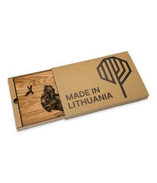 Medinė pjaustymo lentelė Šuo ir dovanų dėžutė