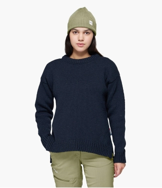 Tamsiai mėlynas megztinis moterims