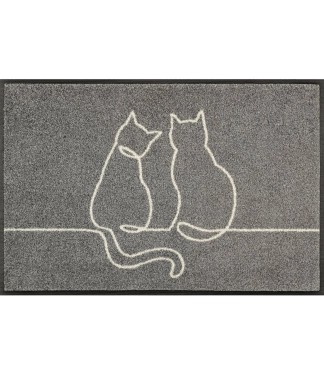 Pilkas durų kilimėlis su katinais