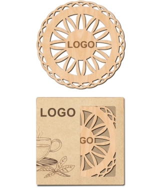 Verslo dovanų idėjos mediniai padėkliukai O10 ir dėžutė su logotipu