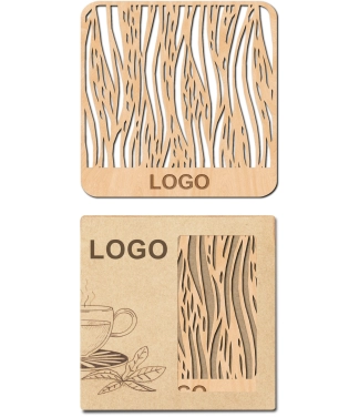 Dovana verslui medinių padėkliukų rinkinys H10 ir dėžutė su logo
