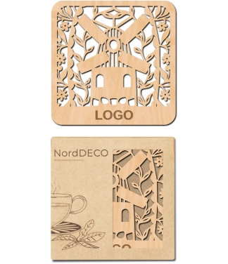 Mediniai padėkliukai su logo ir dėžutė idėja verslo dovanai