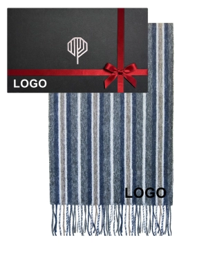 Verslo dovana vyrui vilnonis šalikas ir dėžutė su logo