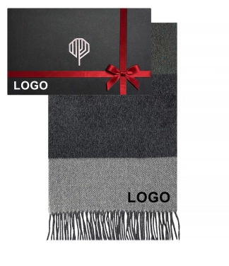 Vilnonis šalikas su logotipu ir dovanų dėžutė