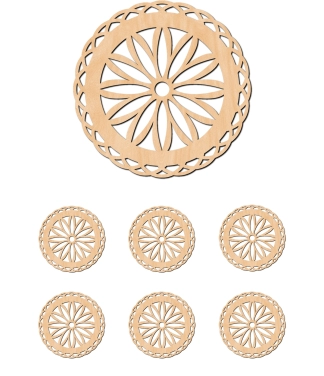 Mediniai padėkliukai rinkinys Lace Sunflower