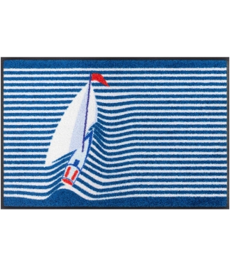Mėlynas durų kilimėlis su laiveliu Sailing Boat 