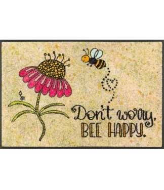 Durų kilimėlis su gėle Don't worry Be Happy