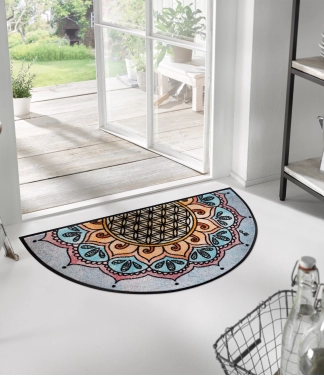 Durų kilimėlis pusmėnulio formos gyvenimo gėlė Harmony Pattern