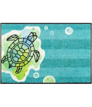 Šviesiai mėlynas durų kilimėlis Turtle Splash