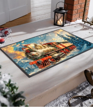 Plaunamas kalėdinis durų kilimėlis Snow Express