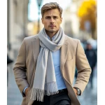 Šviesiai pilkas vilnonis vyriškas šalikas 4