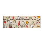 ilgas sviesus kiliminis takas virtuvei su uzrasu