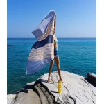 paplūdimio rankšluostis dryžuotas juoda balta 2