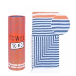 marinistinis paplūdimio rankšluostis ir dovanų dėžutė