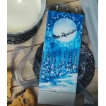 dekoruota kalėdinė žvakė tamsiai mėlyna 1