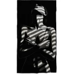 paplūdimio rankšluostis juoda balta mergina