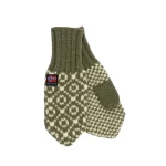 Vilnonės pirštinės kumštinės devold žalia balta