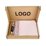 verslo dovana merino vilnos pledas rožinis ir gertuvė