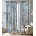 naktinės užuolaidos melsva spalva su medžiais
