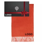 Ryškus vilnonis šalikas ir dėžutė su logo