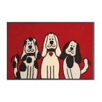 Raudonas durų kilimėlis namams su šuniukais Three Dogs