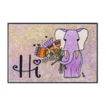 Durų kilimėlis su drambliuku ir gėlėmis Lucky Elephant