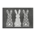 Pilkas durų kilimėlis su kiškiais Bunny Trio
