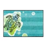 Šviesiai mėlynas durų kilimėlis Turtle Splash