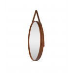 Apvalus veidrodis su odiniu rudos spalvos pakabinimo dirželiu 1