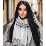 Moteriškas šalikas alpakos vilnos šviesiai pilkas