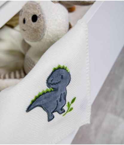 Merino vilnonis pledas kūdikiui su dinozauru M8 2 Merino vilnonis pledas kūdikiui su dinozauru M8 2